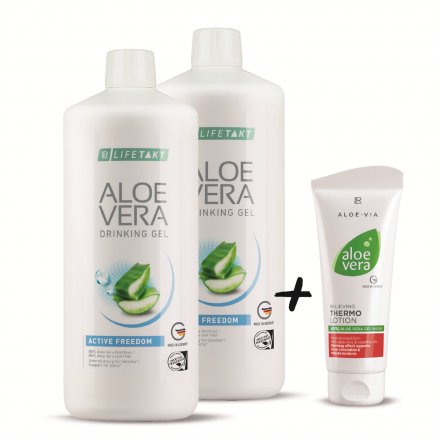 AV Drinking Gel Active Freedom Série 2 ks + Aloe Vera Relaxační hřejivé mléko 100 ml