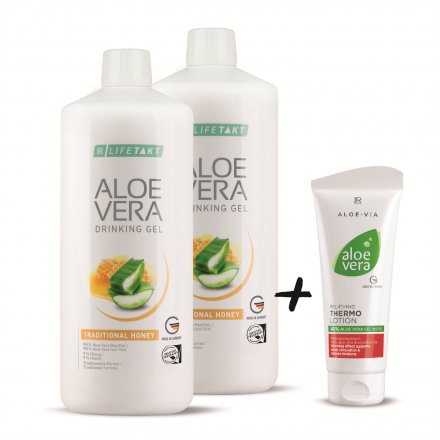 AV Drinking Gel Traditional s medem Série 2 ks + Aloe Vera Relaxační hřejivé mléko 100 ml
