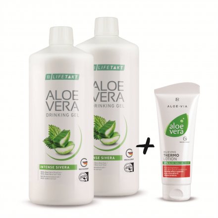 AV Drinking Gel Sivera Série 2 ks + Aloe Vera Relaxační hřejivé mléko 100 ml